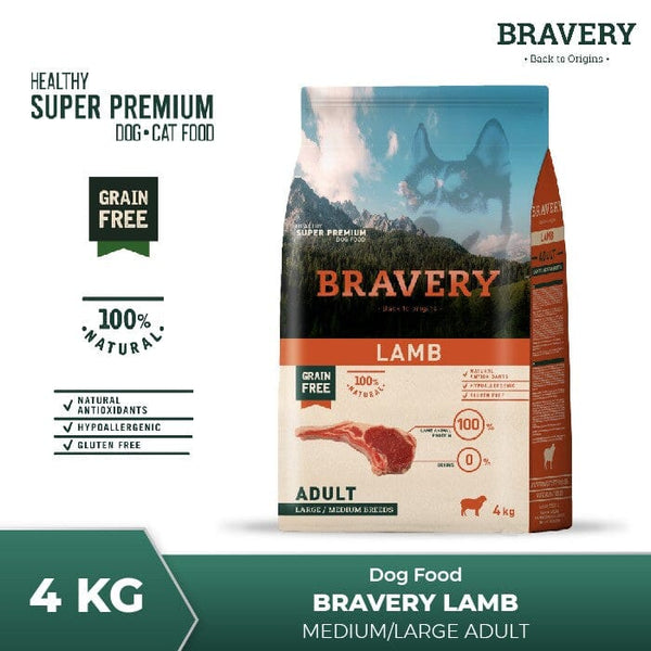 BRAVERY Makanan Anjing Medium Dog LAMB 4kg no type Tidak ada merek 