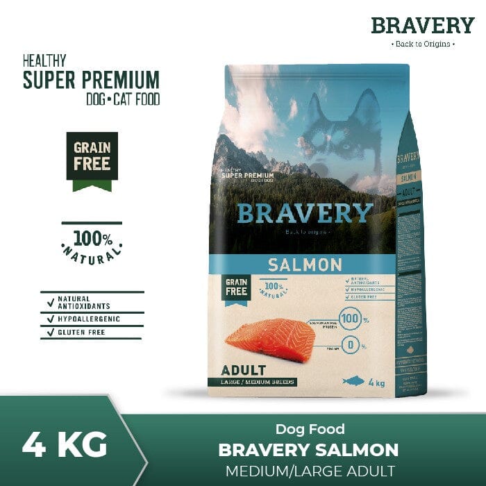 BRAVERY Makanan Anjing Medium Dog Salmon 4kg no type Tidak ada merek 