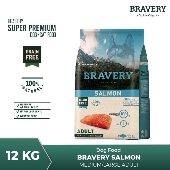 BRAVERY Makanan Anjing Medium Dog Salmon12kg no type Tidak ada merek 