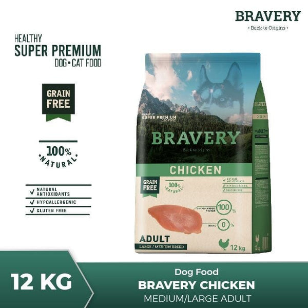 BRAVERY Makanan Anjing Medium Large Adult Chicken 12kg no type Tidak ada merek 