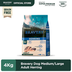 BRAVERY Makanan Anjing Medium Large Adult Herring 4kg Dog Food Dry The Bravery 