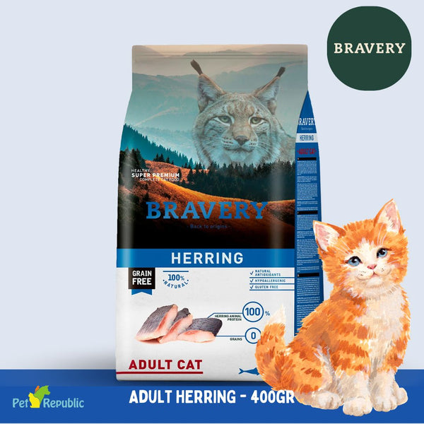 BRAVERY Makanan Kucing Adult Cat Herring 400gr cat dry food Tidak ada merek 