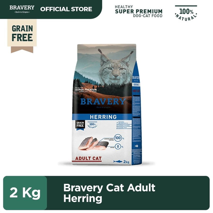 BRAVERY Makanan Kucing Cat Adult Herring 2kg no type Tidak ada merek 