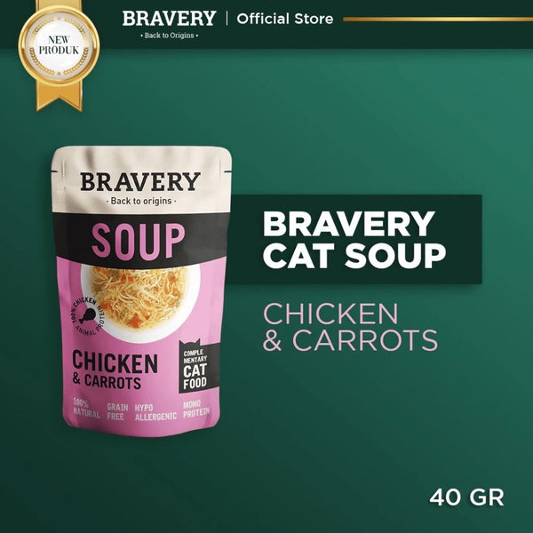 BRAVERY Makanan Kucing Soup Chicken Carrot 40g no type Bravery 