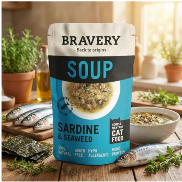 BRAVERY Makanan Kucing Wet Food Soup Sardine Seaweed 40gr Cat Food Wet Tidak ada merek 