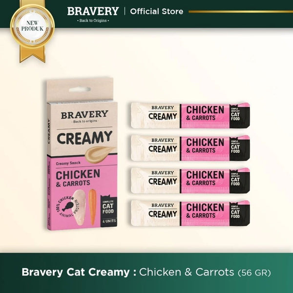 BRAVERY Snack Kucing Creamy Chicken and Carrot 60gr Cat Snack Tidak ada merek 