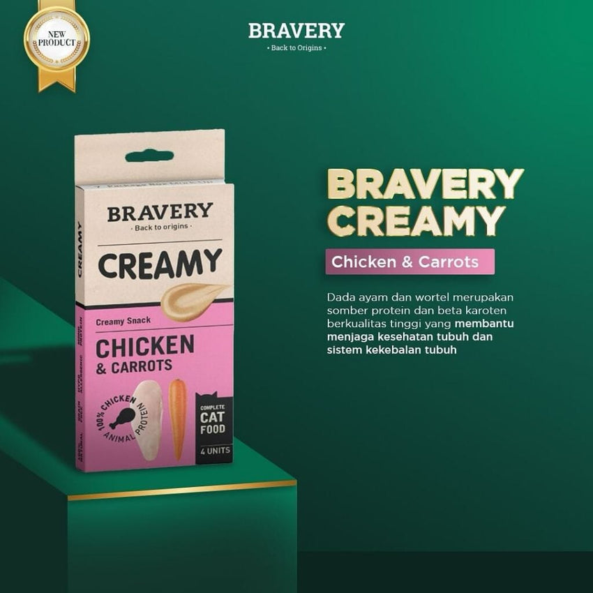 BRAVERY Snack Kucing Creamy Chicken and Carrot 60gr Cat Snack Tidak ada merek 