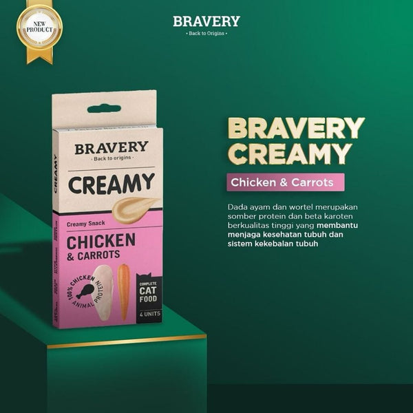 BRAVERY Snack Kucing Creamy Chicken and Carrot 60gr Cat Snack Tidak ada merek 
