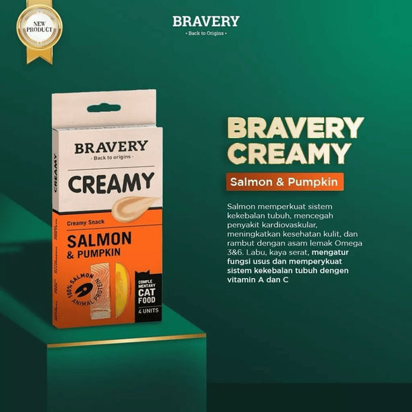 BRAVERY Snack Kucing Creamy Salmon Pumpkin 60gr Cat Snack Tidak ada merek 
