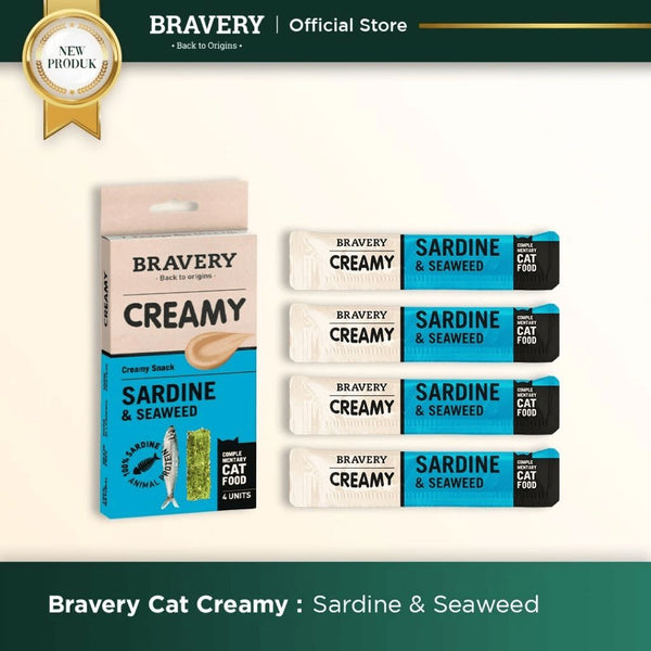 BRAVERY Snack Kucing Creamy Sardine And Seaweed 15g x 4 pcs 60g no type Bravery 