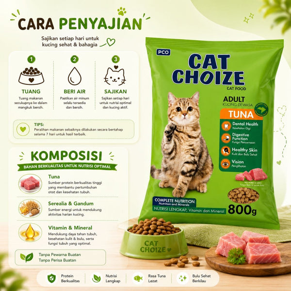 CATCHOIZE Makanan Kucing Adult Cat Tuna 800g Hobi & Koleksi > Perawatan Hewan > Makanan & Vitamin Hewan CAT CHOIZE 