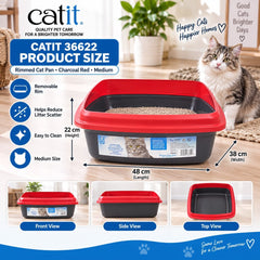 CATIT 36622 Toilet Kucing Rimmed Cat Pan Charcoal Red Medium no type Cat It 
