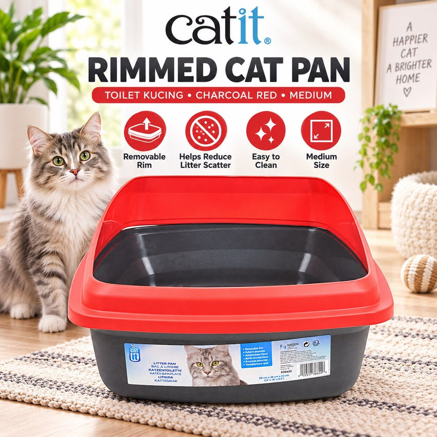 CATIT 36622 Toilet Kucing Rimmed Cat Pan Charcoal Red Medium no type Cat It 