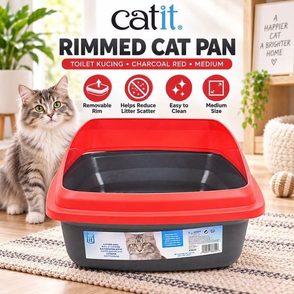 CATIT 36622 Toilet Kucing Rimmed Cat Pan Charcoal Red Medium no type Cat It 