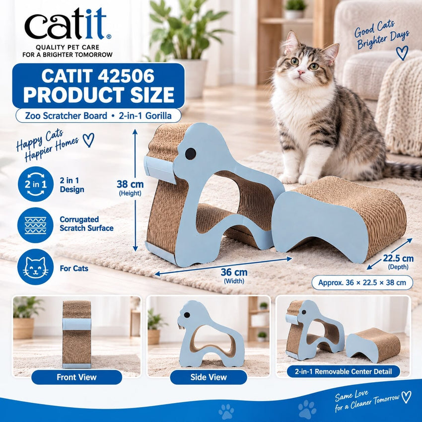 CATIT 42506 Mainan Kucing Zoo Scratcher Board 2in1 GORILLA no type Tidak ada merek 