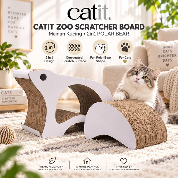 CATIT 42507 Mainan Kucing Zoo Scratcher Board 2in1 Polar Bear no type Tidak ada merek 
