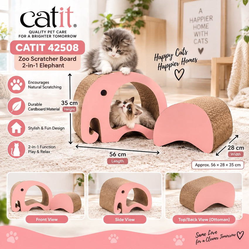 CATIT 42508 Mainan Kucing Zoo Scratcher Board 2in1 Elephant no type Cat It 