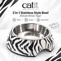 CATIT Tempat Makan 2in1 Stainless Style Bowl XSmall White Tiger no type Tidak ada merek 