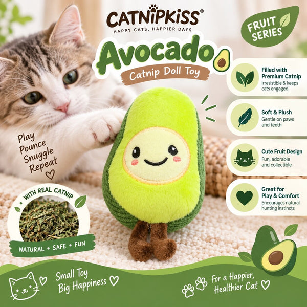 CATNIPKISS Doll Mainan Kucing Fruit Avocado Cat Toy Tidak ada merek 