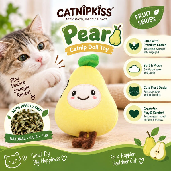 CATNIPKISS Doll Mainan Kucing Fruit Pear Cat Toy Catnip Kiss 