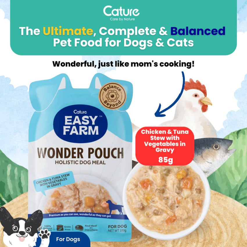 CATURE Makanan Basah Anjing Dog Wet Food Easy Farm Pouch Chicken Tuna 100g no type Tidak ada merek 