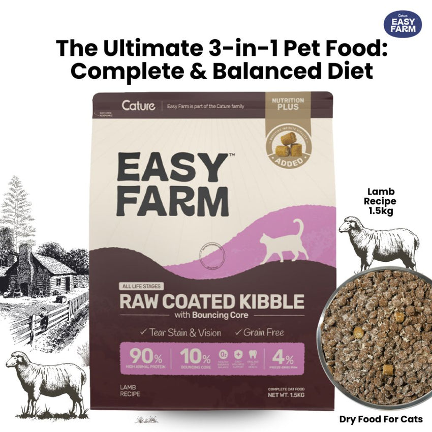 CATURE Makanan Kucing Cat Dry Food Raw Coated Kibble Lamb 1,5kg cat dry food Tidak ada merek 