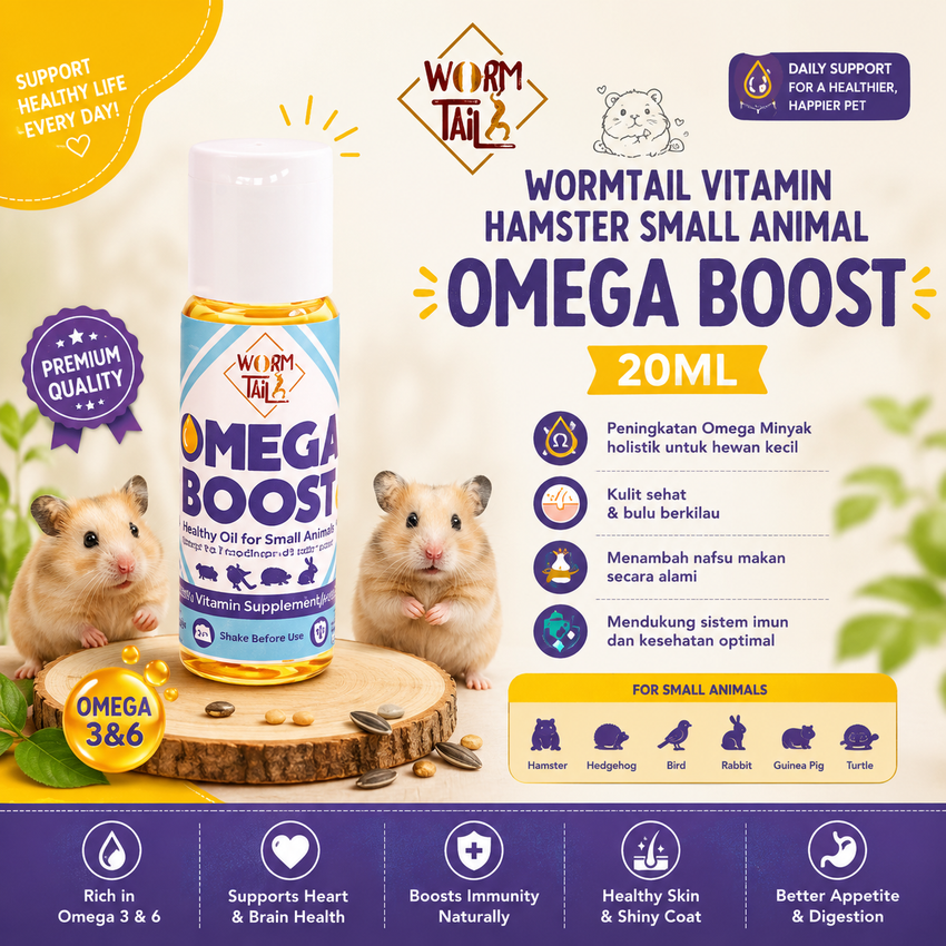 WORMTAIL Vitamin Hamster Small Animal Omega Boost 20ml