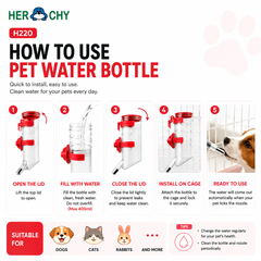 HERCHY H220 Botol Minum  Pet Water Feeder Red 400ml