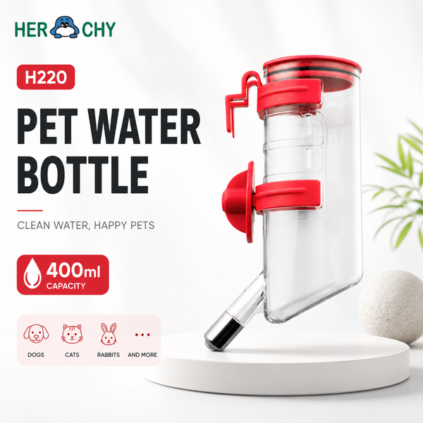 HERCHY H220 Botol Minum  Pet Water Feeder Red 400ml