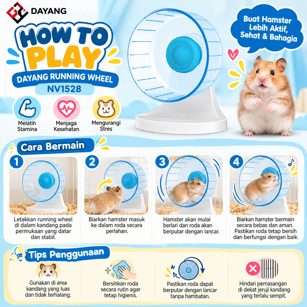 NAVO N1528 Mainan Hamster Running Wheel Blue 17cm