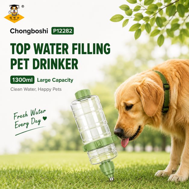 CHONGBOSHI P12282 Top Water Filling Pet Drinker Green 1300ml Pet Drinking NoBrand 