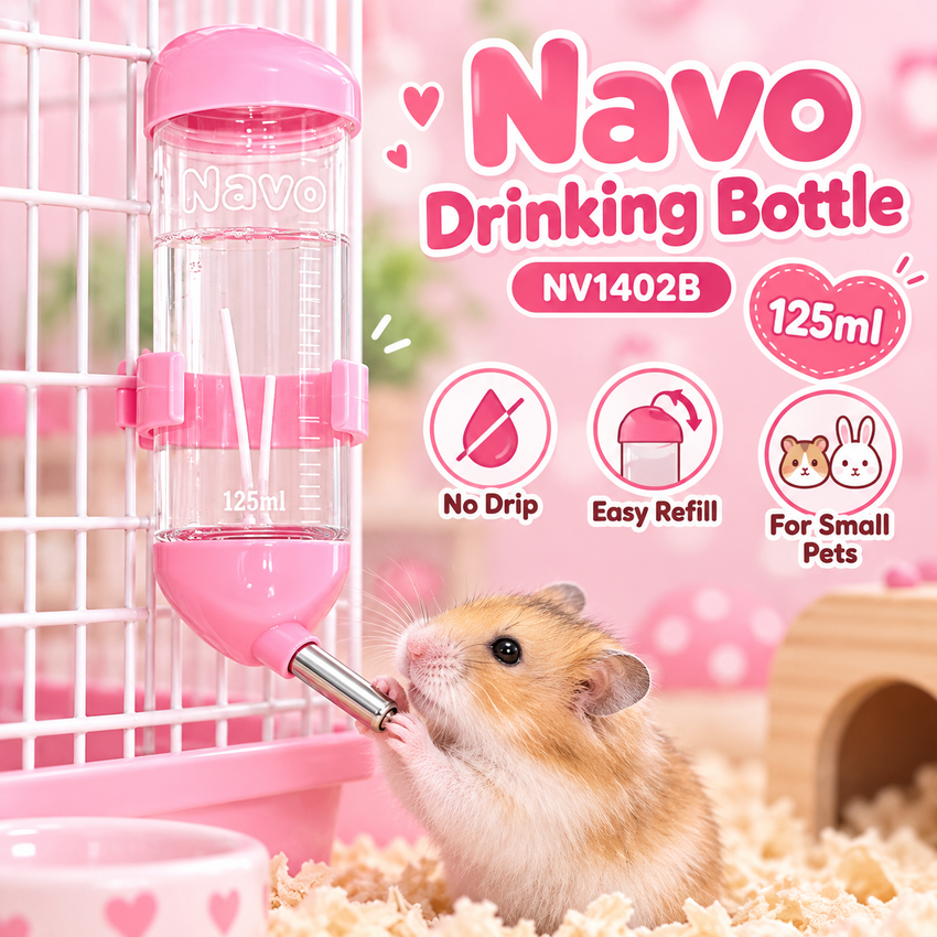 NAVO Botol Minum NV1402 Pet Drinking Bottle Pink 125ml