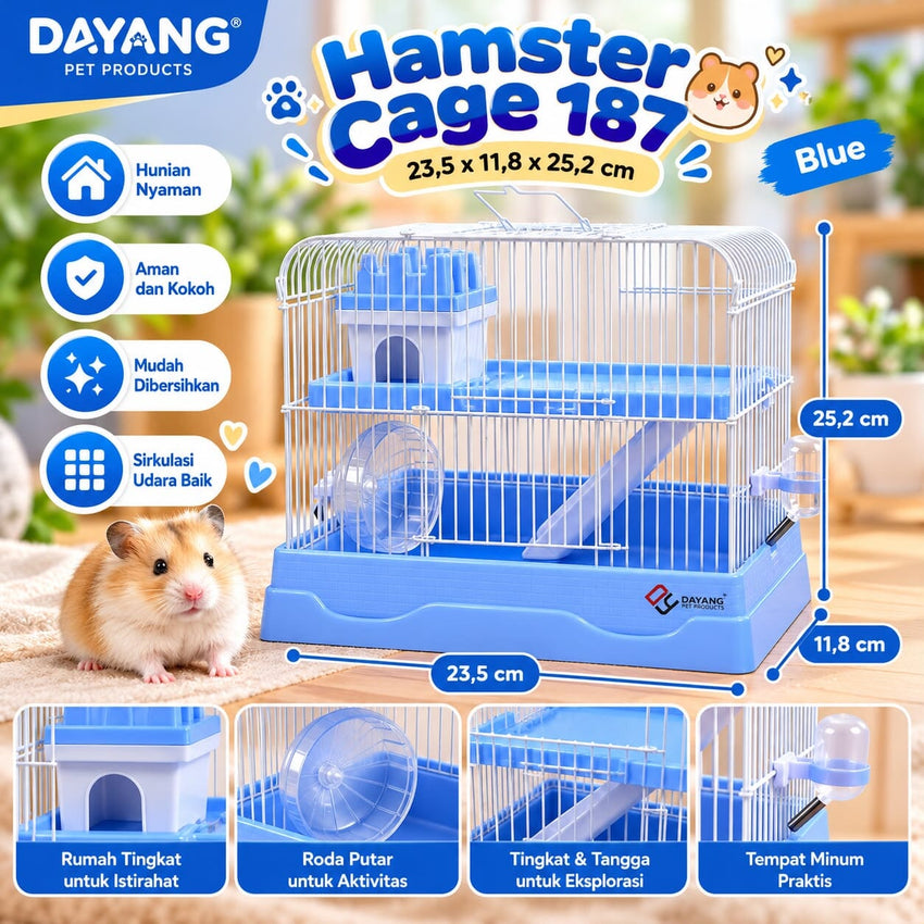 DAYANG Kandang Hamster Fantastic Hamster Cage 187 Blue Small Animal Habitat Tidak ada merek 