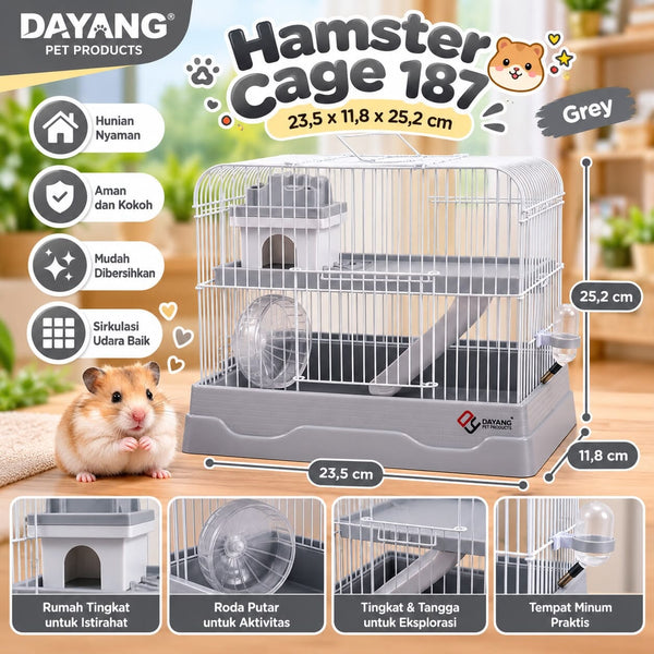 DAYANG Kandang Hamster Fantastic Hamster Cage 187 Grey Small Animal Habitat Pet Republic Indonesia 