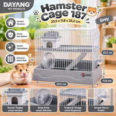 DAYANG Kandang Hamster Fantastic Hamster Cage 187 Grey Small Animal Habitat Pet Republic Indonesia 