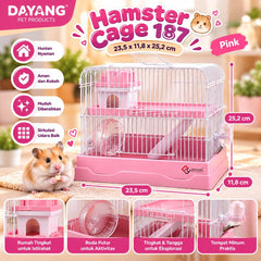 DAYANG Kandang Hamster Fantastic Hamster Cage 187 Pink Small Animal Habitat Pet Republic Indonesia 