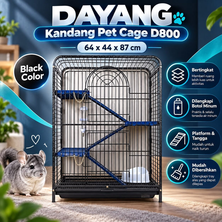DAYANG Kandang Pet Cage D800 Black 64x44x87cm Pet Cage Dayang Brand 