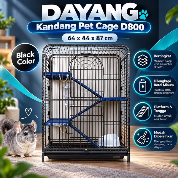 DAYANG Kandang Pet Cage D800 Black 64x44x87cm Pet Cage Dayang Brand 