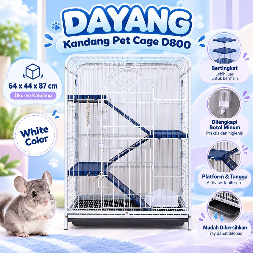 DAYANG Kandang Pet Cage D800 White 64x44x87cm Pet Cage Dayang 