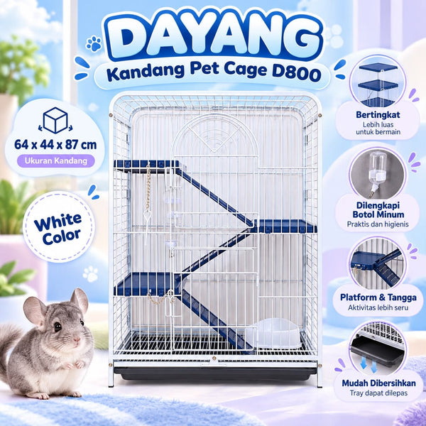 DAYANG Kandang Pet Cage D800 White 64x44x87cm Pet Cage Dayang 