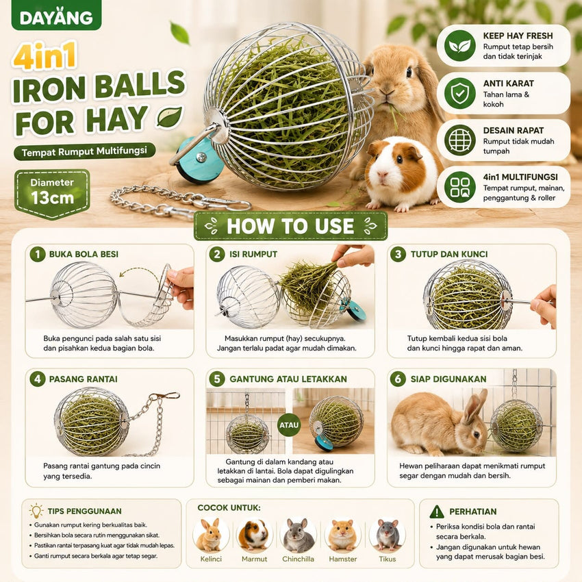 DAYANG Tempat Rumput 4in1 Iron Balls for Hay 13cm no type Tidak ada merek 