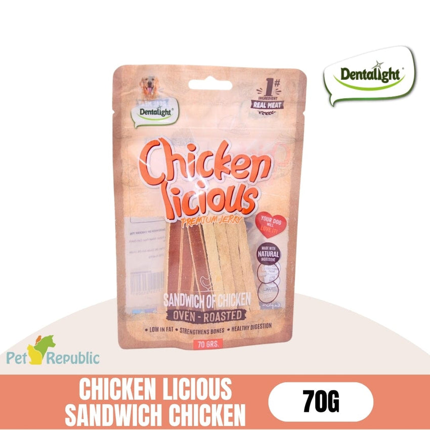 DENTALIGHT Snack Anjing Chicken Licious Sandwich Chicken 70g no type Tidak ada merek 