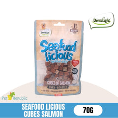 DENTALIGHT Snack Anjing Seafood Licious Cubes Salmon 70g no type Tidak ada merek 