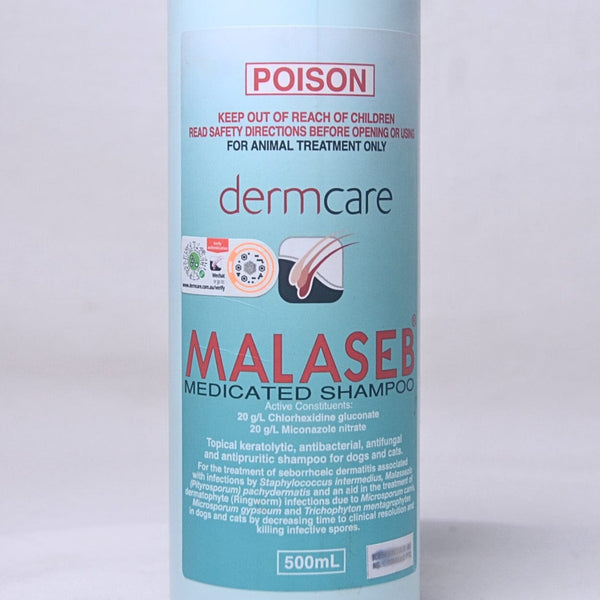 DERMACARE Shampoo Jamur Anjing Kucing Malaseb Medicated Shampoo 500ml Grooming Shampoo and Conditioner Dermcare 