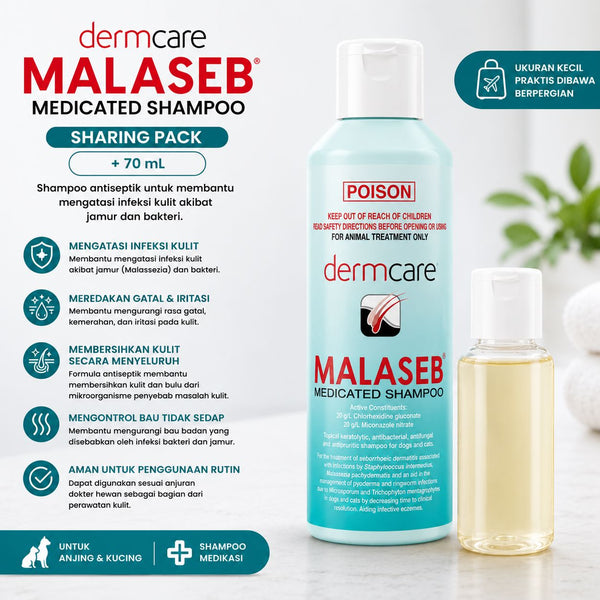 DERMACARE Shampoo Jamur Anjing Malaseb Medicated Shampoo Repack 70ml no type Tidak ada merek 