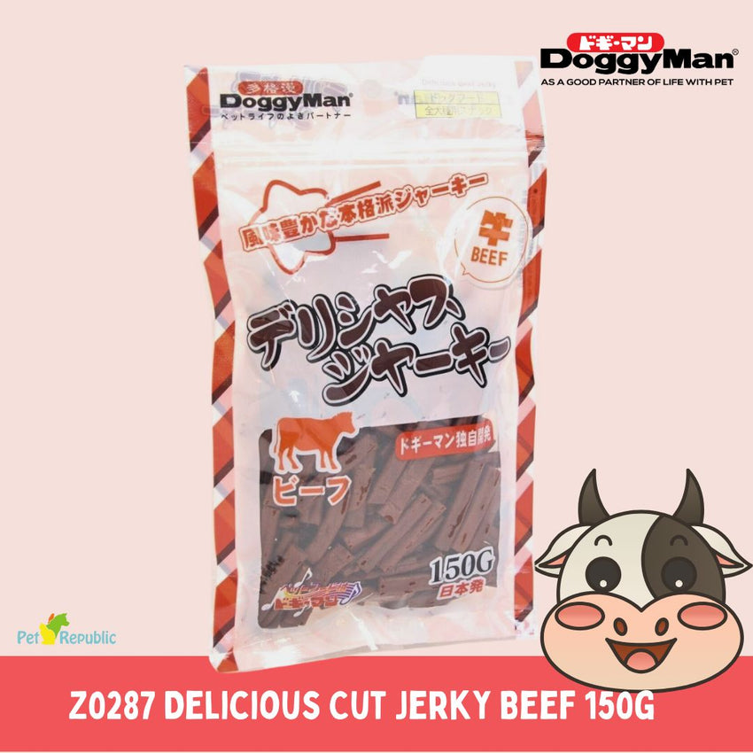 DOGGYMAN Snack Anjing Z0287 Delicious Cut Jerky Beef 150g Dog Snack Tidak ada merek 