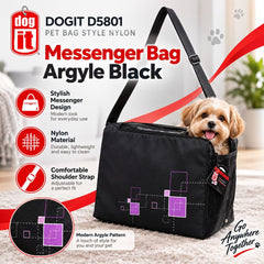 DOGIT D5801 Pet Bag Style Nylon Messenger Bag Argyle Black no type Dogit 