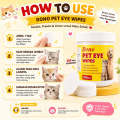 DONO Tisu Basah Pembersih Mata Pet Eye Wipes 200pcs Grooming Pet Care NoBrand 