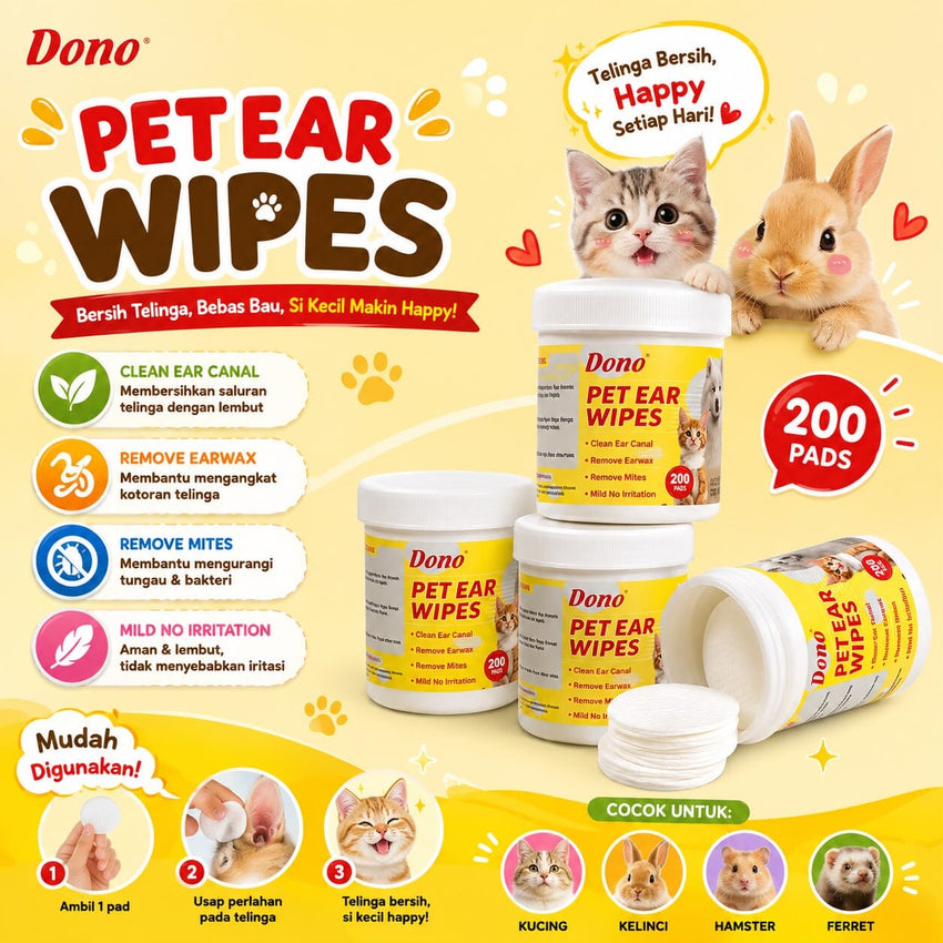 DONO Tisu Basah Pembersih Telinga Pet Ear Wipes 200pcs Grooming Pet Care NoBrand 