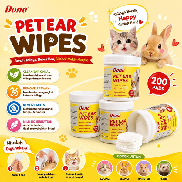 DONO Tisu Basah Pembersih Telinga Pet Ear Wipes 200pcs Grooming Pet Care NoBrand 